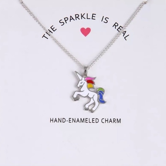 LiveChicStyle Jewelry - Rainbow Unicorn Necklace, Gold & Silver Available